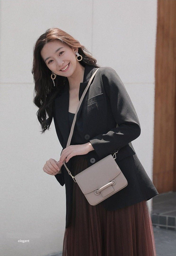 Paula Elegant Flap Buckle Leather Mini Crossbody - - Luxury bags by WAAMII