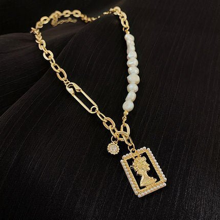 Pearl Pendant Asymmetric Clavicle Chain Necklace - G - Luxury Jewelry by WAAMII
