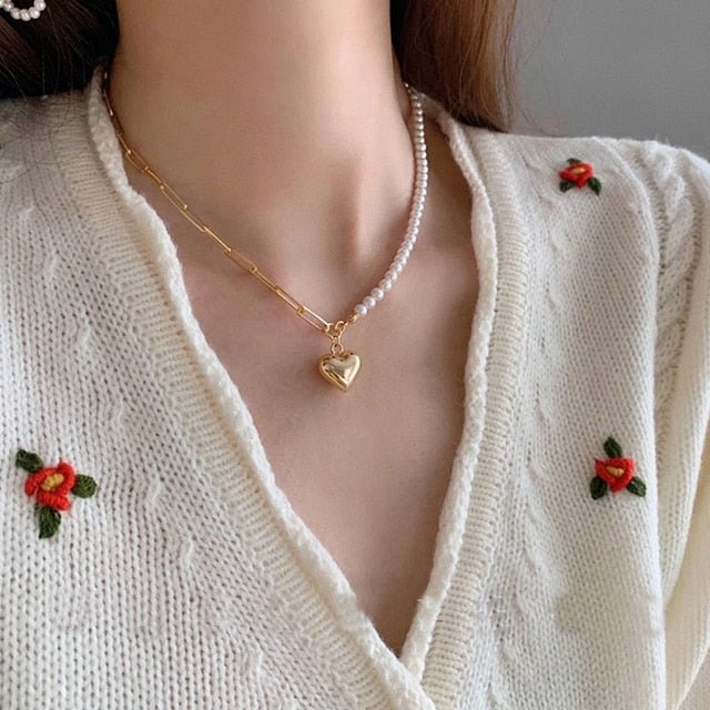 Pearl Pendant Asymmetric Clavicle Chain Necklace - - Luxury Jewelry by WAAMII