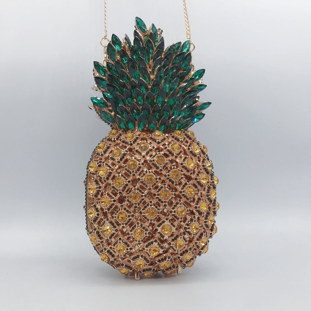 Pineapple Rhinestone Purse Diamond Clutch Bag For Women - Color 01 (20cm - Luxury bags by WAAMII