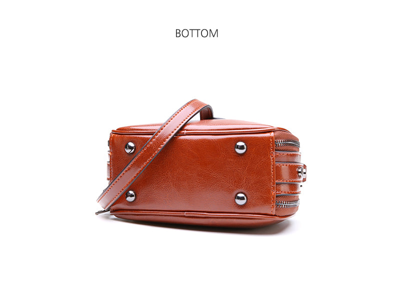 Vintage Ladies Oil Wax Leather Crossbody Bag - - Luxury bags by WAAMII