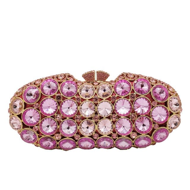 Elegant Black Crystal Diamond Evening Clutch - Pink - Luxury bags by WAAMII