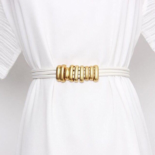 Elegant Patchwork Asymmetrical Women Belt - white One Size - Luxury Accessories by WAAMII