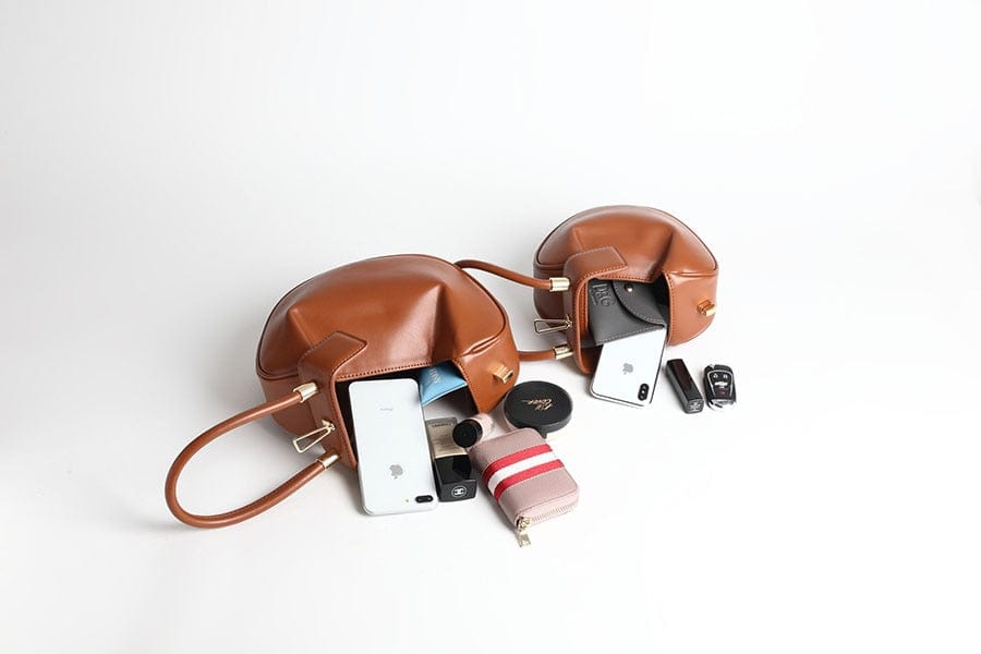 Donna Mini Round Hobo Dumpling Leather Tote - - Luxury bags by WAAMII