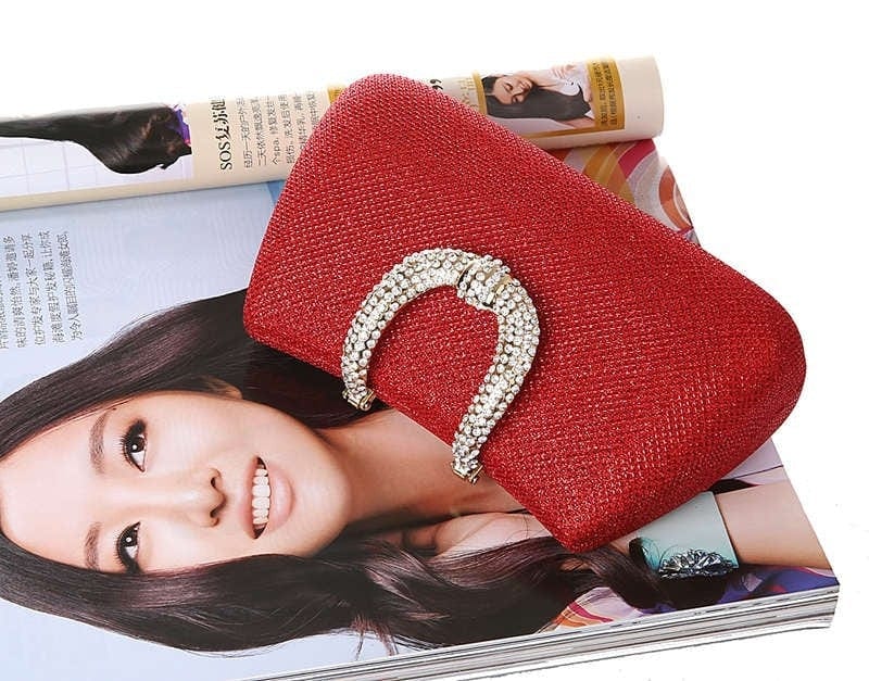 Elegant Diamond Clasp Glittery Clutch Purse bags WAAMII   