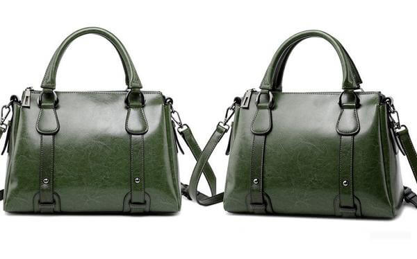 Vintage Ladies Oil Wax Leather Handbags Leather Satchel - - Luxury bags by WAAMII