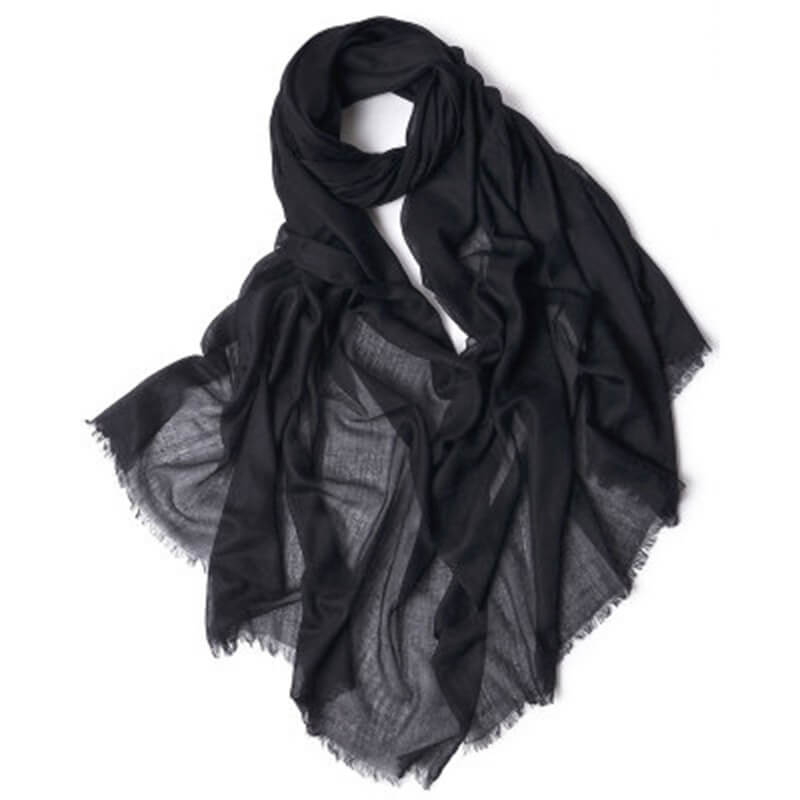 Pure Cashmere Women Ultra Thin Pashmina Shawl and Wraps Solid Color - black - Luxury Accessories by WAAMII
