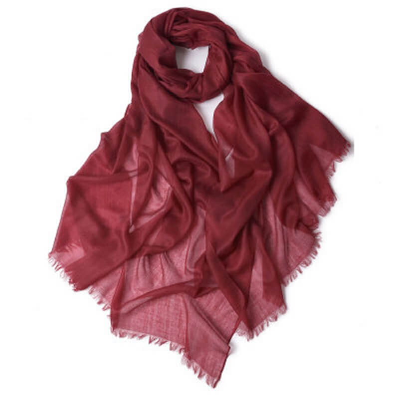 Pure Cashmere Women Ultra Thin Pashmina Shawl and Wraps Solid Color - Wine - Luxury Accessories by WAAMII