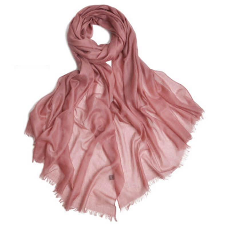 Pure Cashmere Women Ultra Thin Pashmina Shawl and Wraps Solid Color - Red Bean - Luxury Accessories by WAAMII