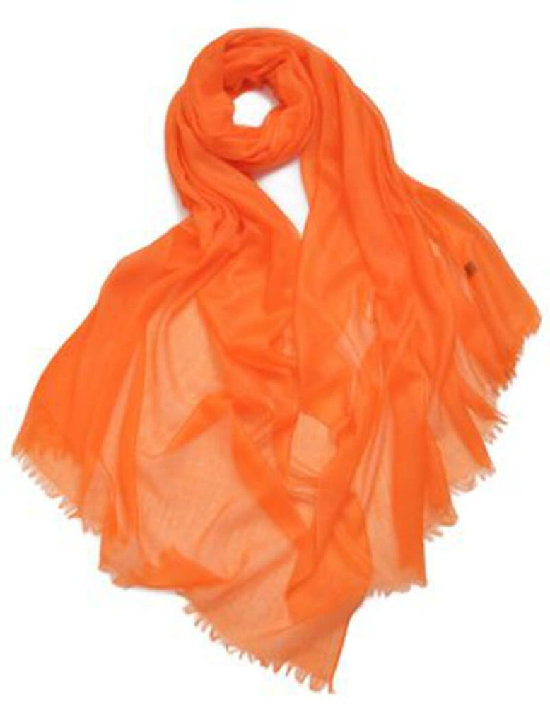 Pure Cashmere Women Ultra Thin Pashmina Shawl and Wraps Solid Color - Orange - Luxury Accessories by WAAMII
