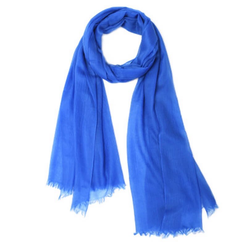 Pure Cashmere Women Ultra Thin Pashmina Shawl and Wraps Solid Color - Electric blue - Luxury Accessories by WAAMII