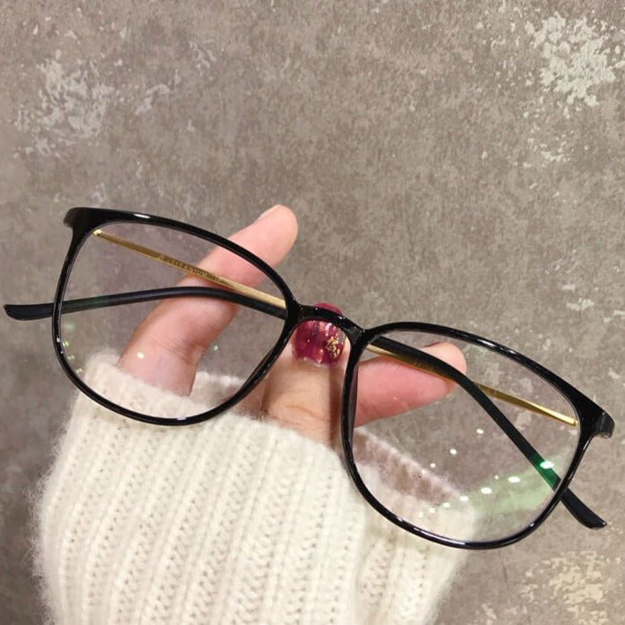 Pure Titanium Glasses Frame Ultralight Women Eyeglasses Frames Myopia Optical Prescription Eyewear 22158 - Black+gold leg - Luxury Accessories by WAAMII