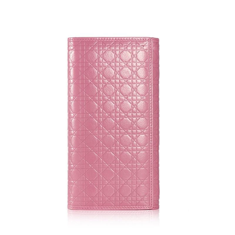 Quilted Embossed Pattern Top Grain Wax Leather Wallet Purse For Women bags WAAMII   