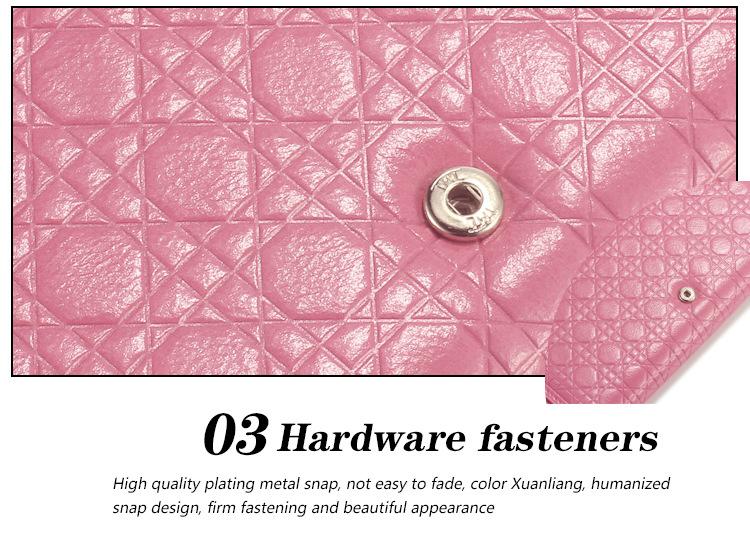 Quilted Embossed Pattern Top Grain Wax Leather Wallet Purse For Women bags WAAMII   