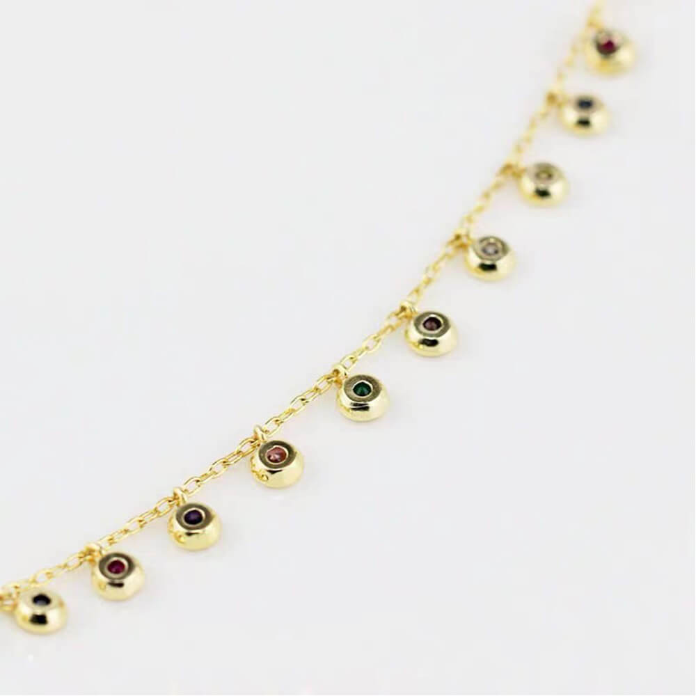 Rainbow AAA Cubic Zirconia Fancy Round Drop Necklace - - Luxury Jewelry by WAAMII