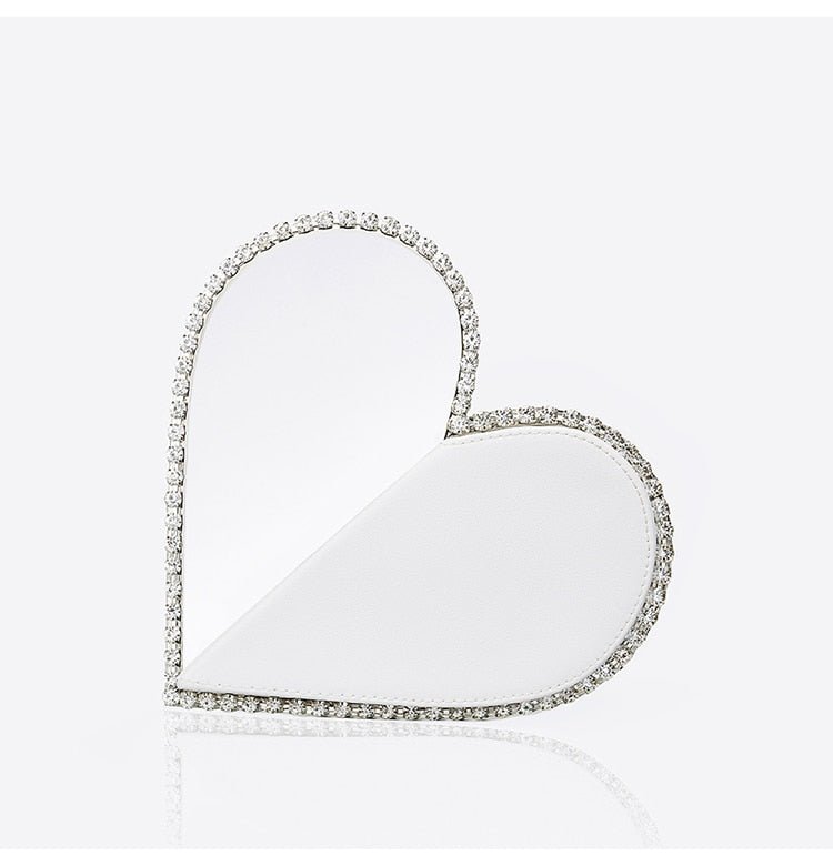 Red Heart Diamond Evening Clutch - White Diamonds White L22.5 x W5 x H12cm - Luxury bags by WAAMII
