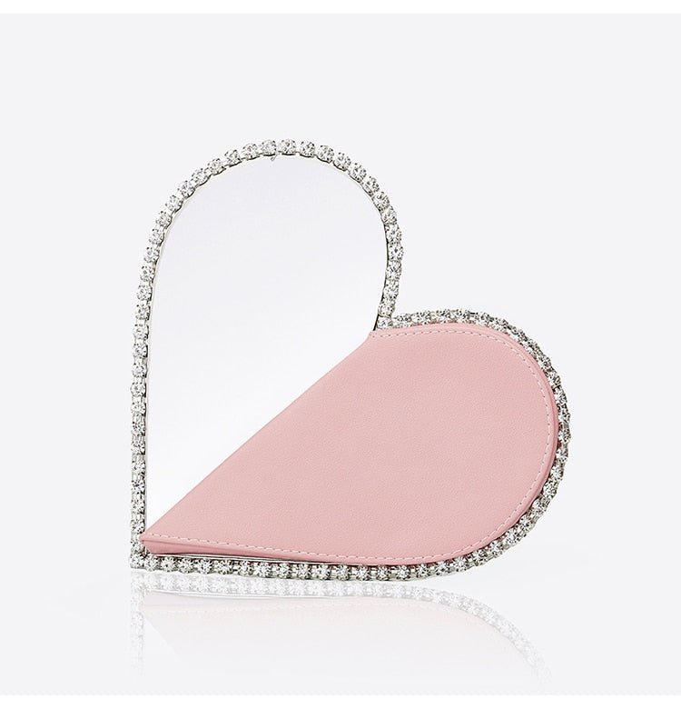 Red Heart Diamond Evening Clutch - White Diamonds Pink L22.5 x W5 x H12cm - Luxury bags by WAAMII