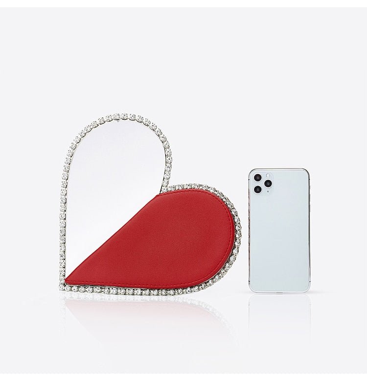 Red Heart Diamond Evening Clutch bags WAAMII   
