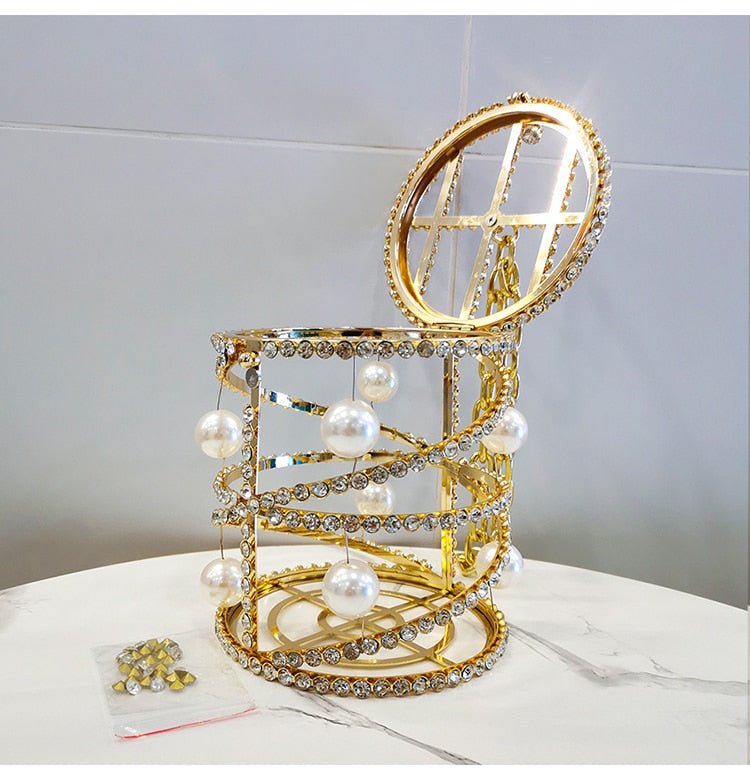 Rhinestones Big Pearls Metal Cage Clutch - - Luxury bags by WAAMII