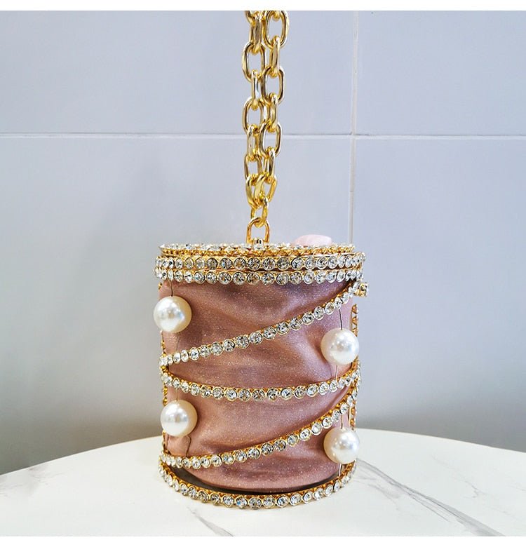 Rhinestones Big Pearls Metal Cage Clutch - - Luxury bags by WAAMII