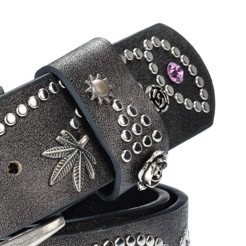 Rivet Rhinestone Studded Women Leather Belt For Jeans Pants - - Luxury Accessories by WAAMII