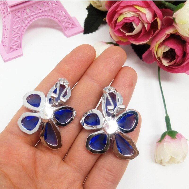 Royal Crystal Rhinestone Flower Stud Earrings - - Luxury Jewelry by WAAMII