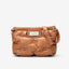 Ruched Ruffles Shoulder Cloud Space Cotton Down Crossbody Quilted Handbag - Brown 34-10-27cm - Luxury bags by WAAMII
