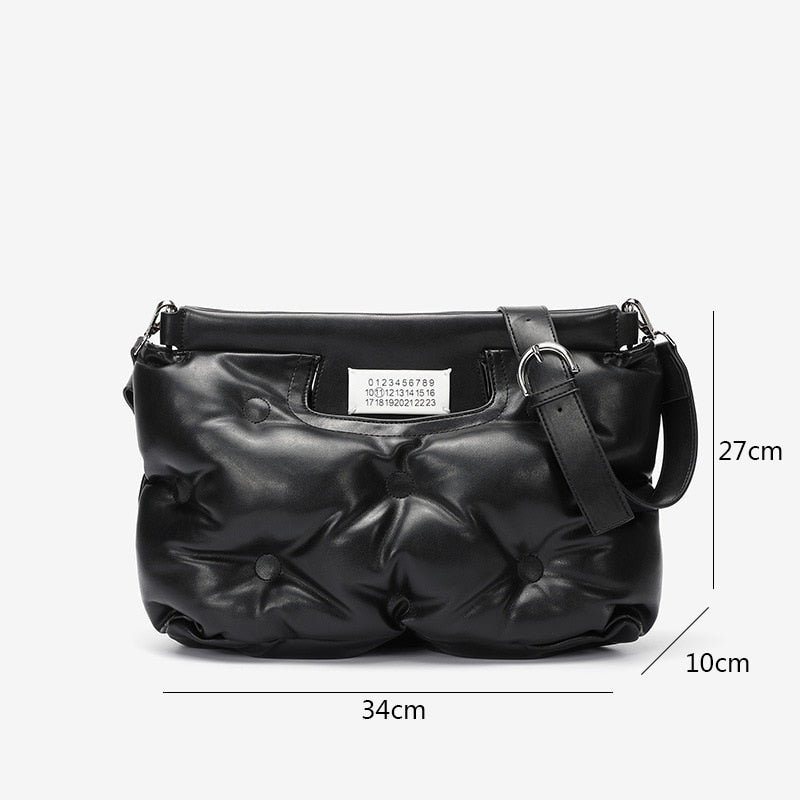 Ruched Ruffles Shoulder Cloud Space Cotton Down Crossbody Quilted Handbag - - Luxury bags by WAAMII