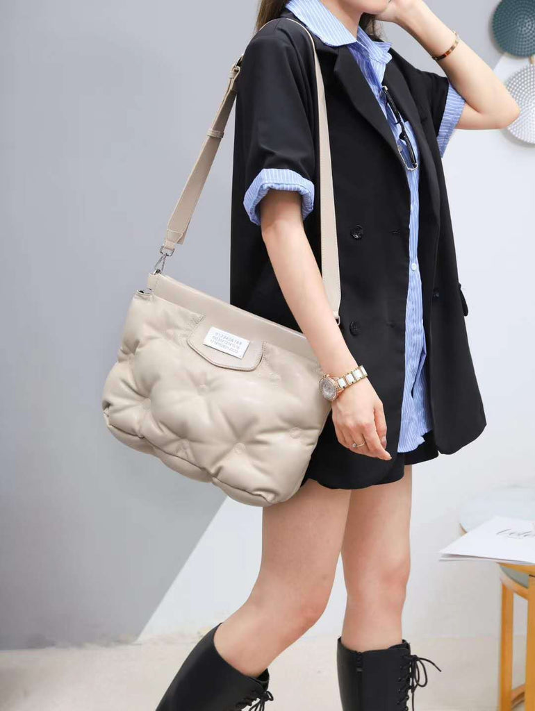 Ruched Ruffles Shoulder Cloud Space Cotton Down Crossbody Quilted Handbag - - Luxury bags by WAAMII