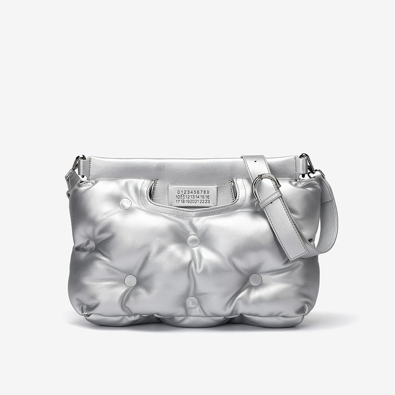 Ruched Ruffles Shoulder Cloud Space Cotton Down Crossbody Quilted Handbag - - Luxury bags by WAAMII