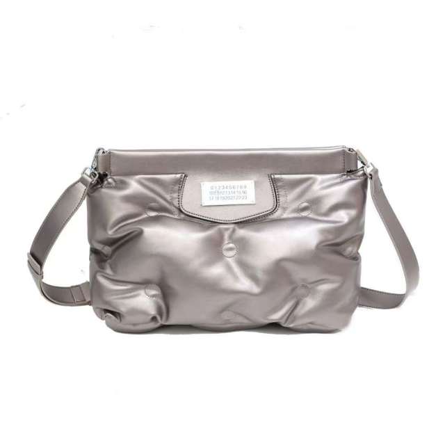 Ruched Ruffles Shoulder Cloud Space Cotton Down Crossbody Quilted Handbag - Champagne 34-10-27cm - Luxury bags by WAAMII