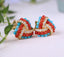 S925 Plating 18K Gold Vintage Natural Turquoise Stud Clips Jewelry WAAMII Red  