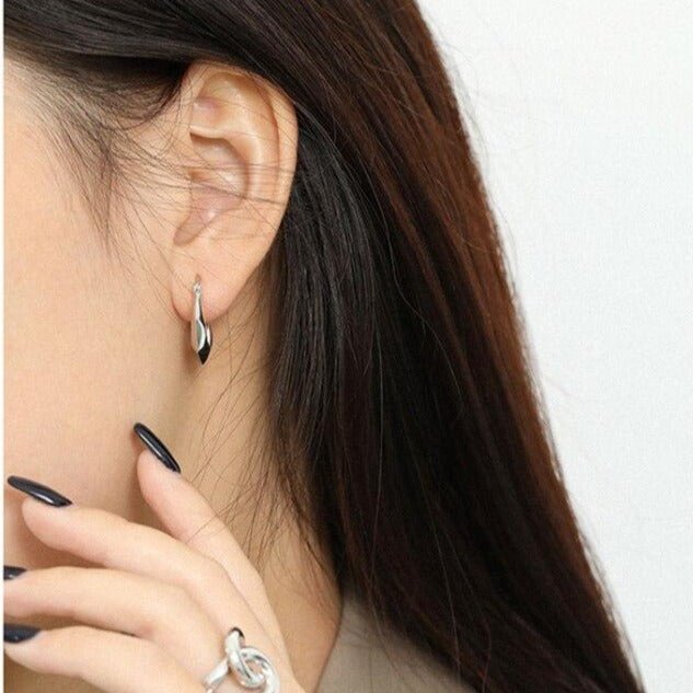 S925 Sterling Silver Geometric Polygonal Hoop Earrings - - Luxury Jewelry by WAAMII