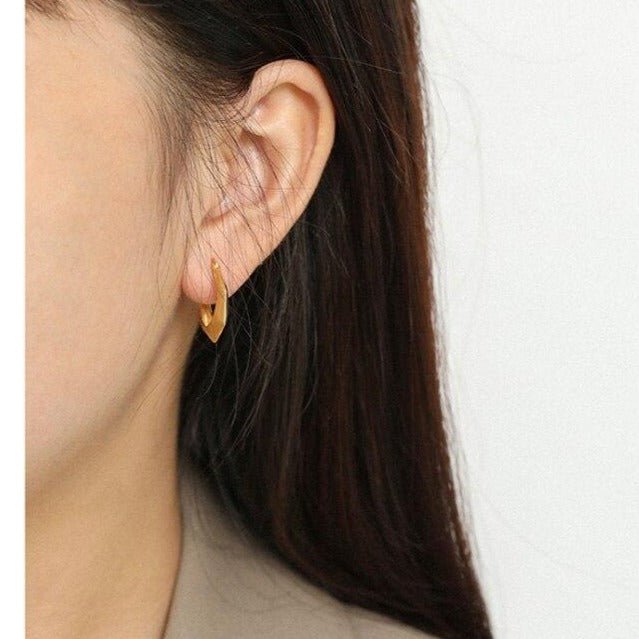 S925 Sterling Silver Geometric Polygonal Hoop Earrings - - Luxury Jewelry by WAAMII