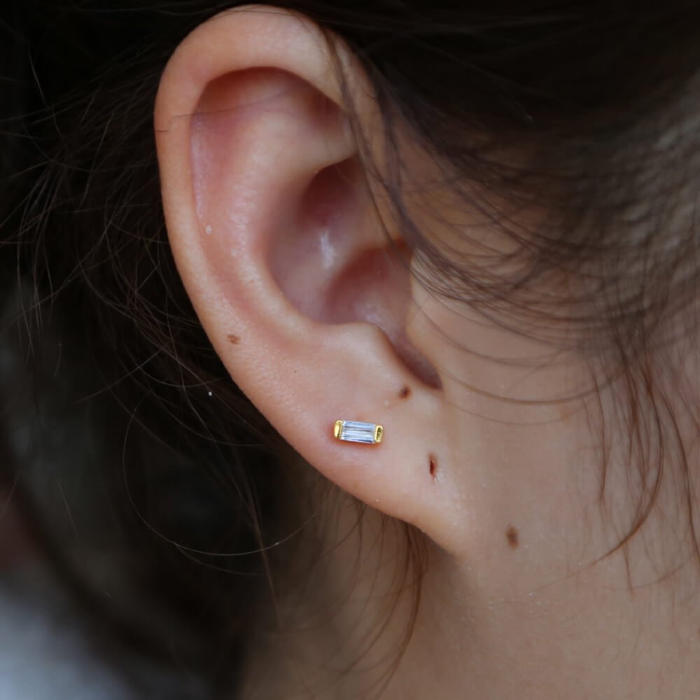 S925 Sterling Silver Minimalist Brief Geometic Bar Gemstone Stud Earrings - - Luxury Jewelry by WAAMII