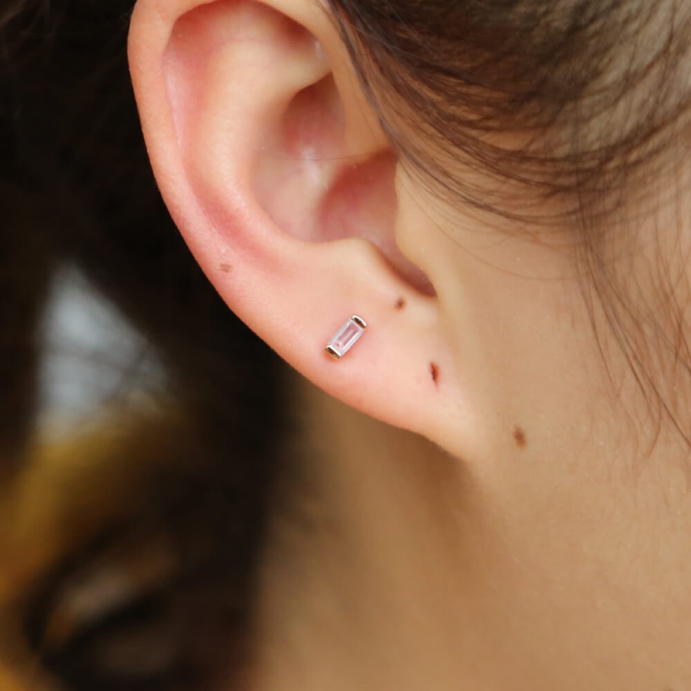 S925 Sterling Silver Minimalist Brief Geometic Bar Gemstone Stud Earrings - - Luxury Jewelry by WAAMII
