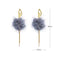 S925 Sterling Silver Post Gray Plush Earrings - - Luxury Jewelry by WAAMII