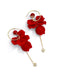 S925 Sterling Silver Post Red Wine Rose Velvet Tassel Earrings - - Luxury Jewelry by WAAMII