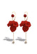 S925 Sterling Silver Post Red Wine Rose Velvet Tassel Earrings - - Luxury Jewelry by WAAMII