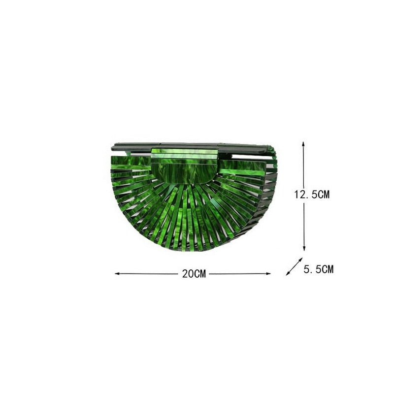 Semicircular Box Tortoise Shell Hollow Out Acrylic Clutch - - Luxury bags by WAAMII