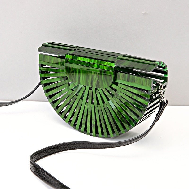 Semicircular Box Tortoise Shell Hollow Out Acrylic Clutch - - Luxury bags by WAAMII