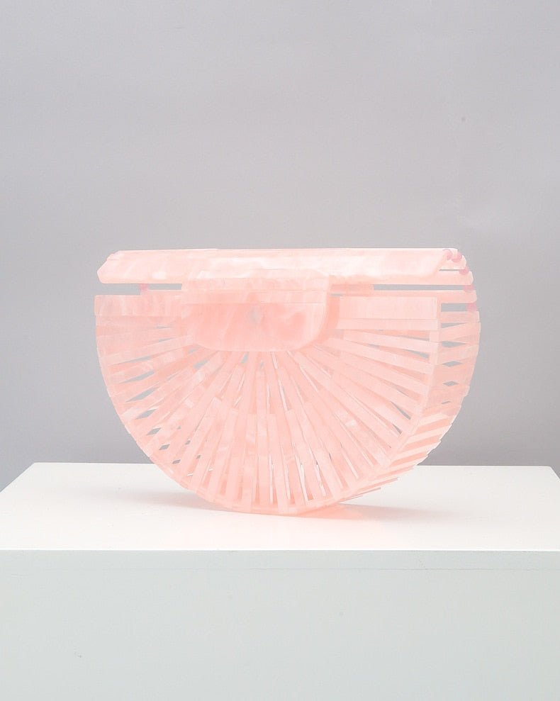 Semicircular Box Tortoise Shell Hollow Out Acrylic Clutch - - Luxury bags by WAAMII