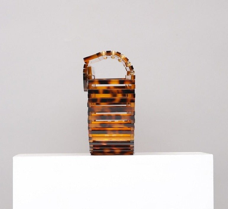 Semicircular Box Tortoise Shell Hollow Out Acrylic Clutch bags WAAMII   