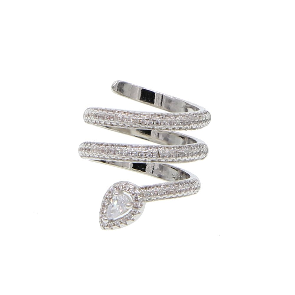 Silver Tone Cubic Zirconia Snake Ring - - Luxury Jewelry by WAAMII