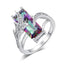 Silver Tone Vintage Rainbow Topaz Square Cut Gemstone Ring