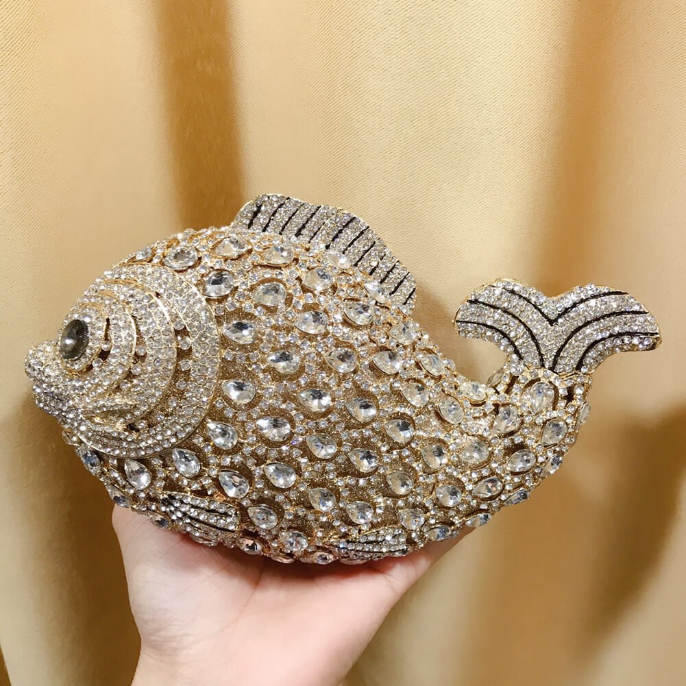 Sparkle Fish Clutch Bag Evening Clutch - Gold - Luxury bags by WAAMII