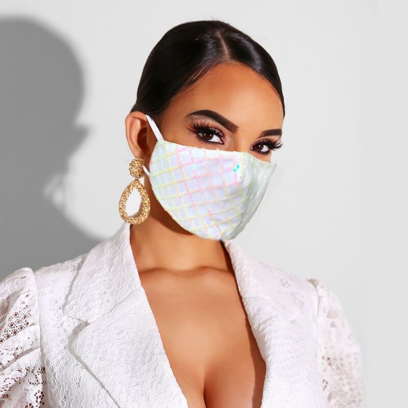 Sparkly Bling Sequine Stylish Face Mask-B66 - - Luxury Accessories by WAAMII