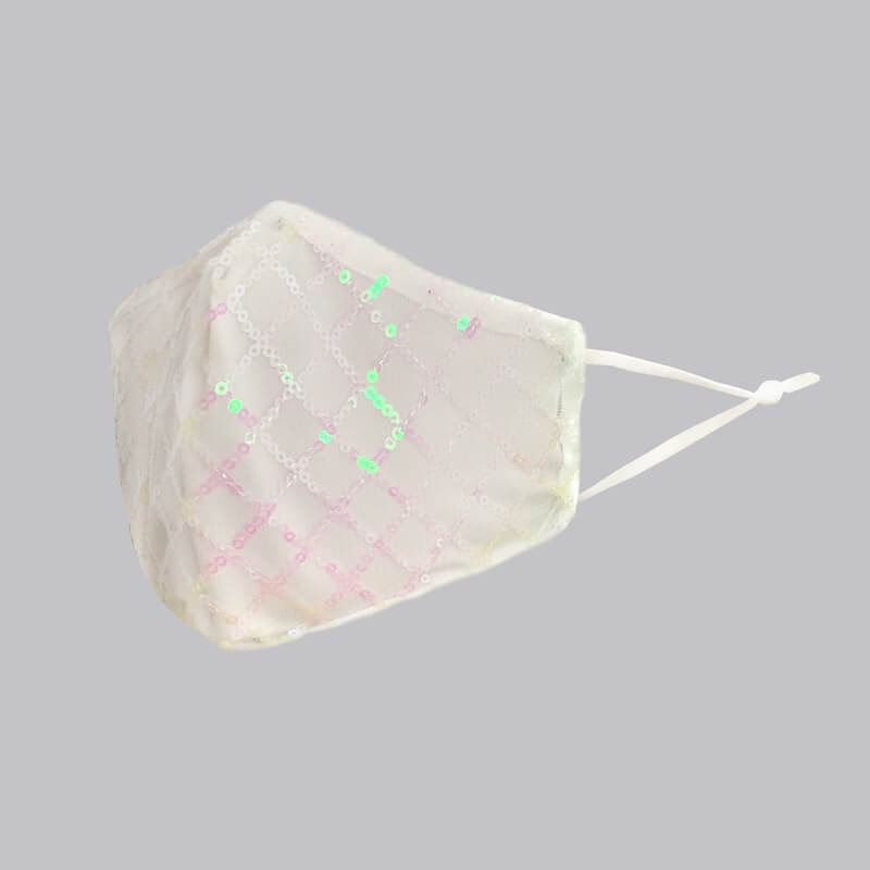 Sparkly Bling Sequine Stylish Face Mask-B66 - White - Luxury Accessories by WAAMII
