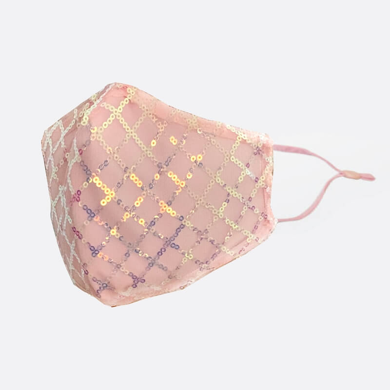 Sparkly Bling Sequine Stylish Face Mask-B66 - Pink - Luxury Accessories by WAAMII