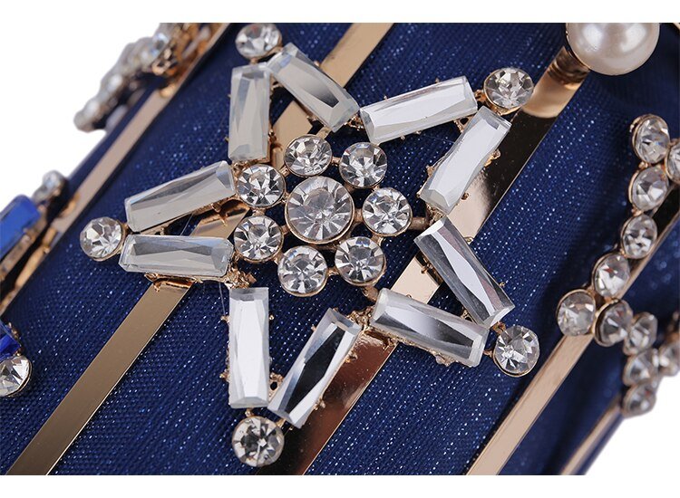 Star Diamond Hollow Cage Clutch With Pearl Chains - - Luxury bags by WAAMII